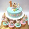 Teddy Bear Fondant Birthday Cake And Cupcakes.jpg